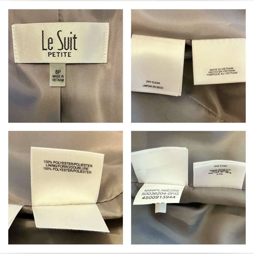 Le Suit Petite 2-pc. Knee Length Skirt Suit Gray Houndstooth Size 8P NWT - Picture 8 of 10